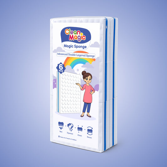 Box of Clean Magic Magic Sponge on a blue background